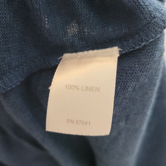 J.Jill Love Linen Size L 100% Linen Blue V-Neck Button Up Cardigan Sweater - Picture 8 of 9